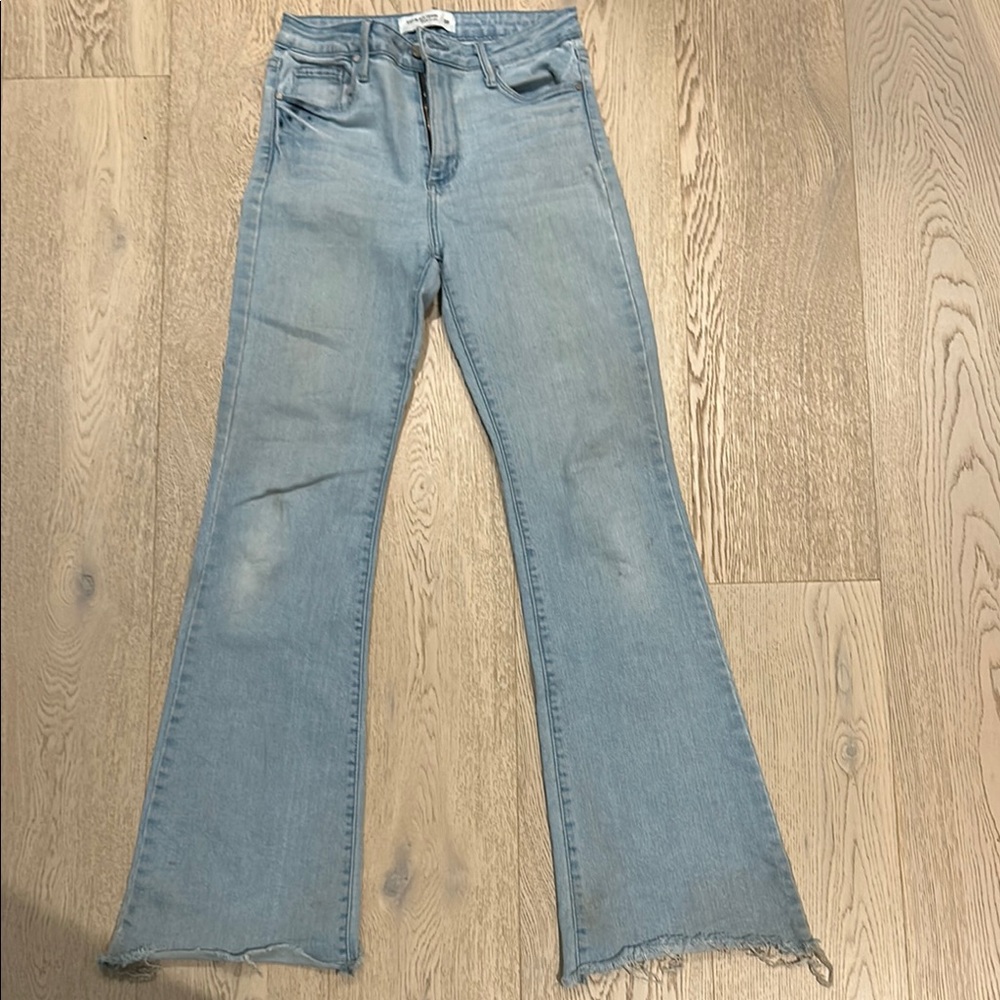 Just Black Blue Flare Jeans with Raw Hem